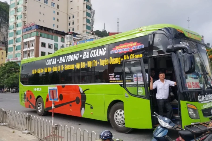Sleeper bus departing from Cat Ba to Ha Giang overnight