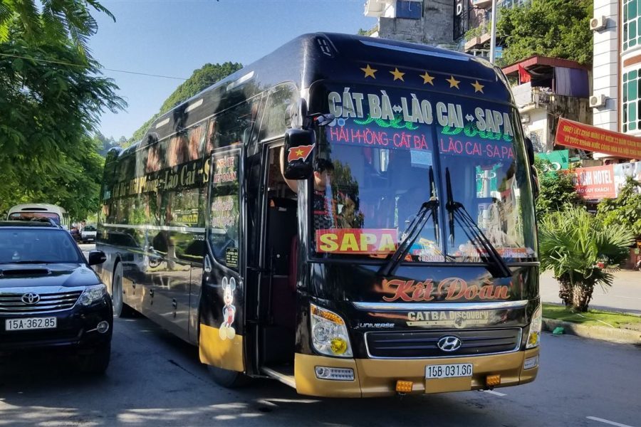 Ket Doan direct sleeper bus traveling from Cat Ba Island to Sapa