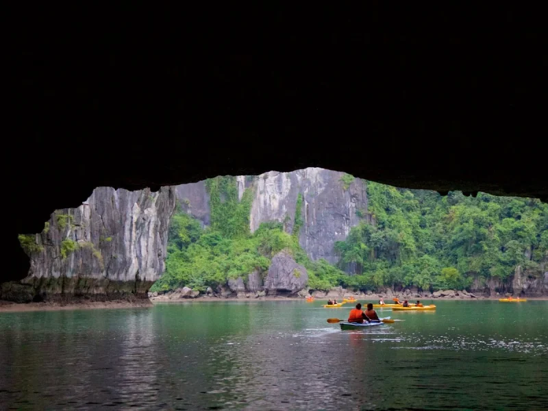 Kayaking in Dark Cave and Light Cave