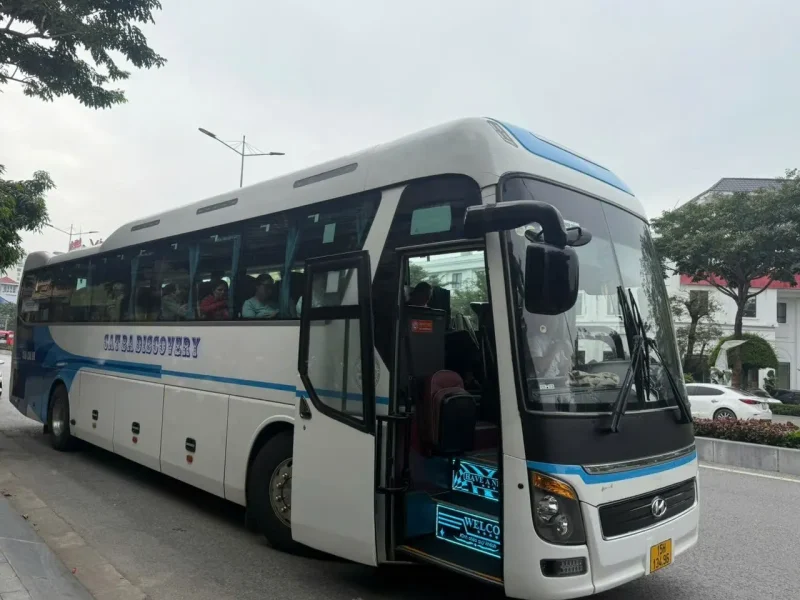 Comfortable tourist bus for long distance travel in Northern Vietnam