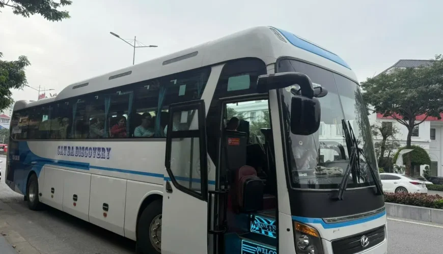 Comfortable tourist bus for long distance travel in Northern Vietnam