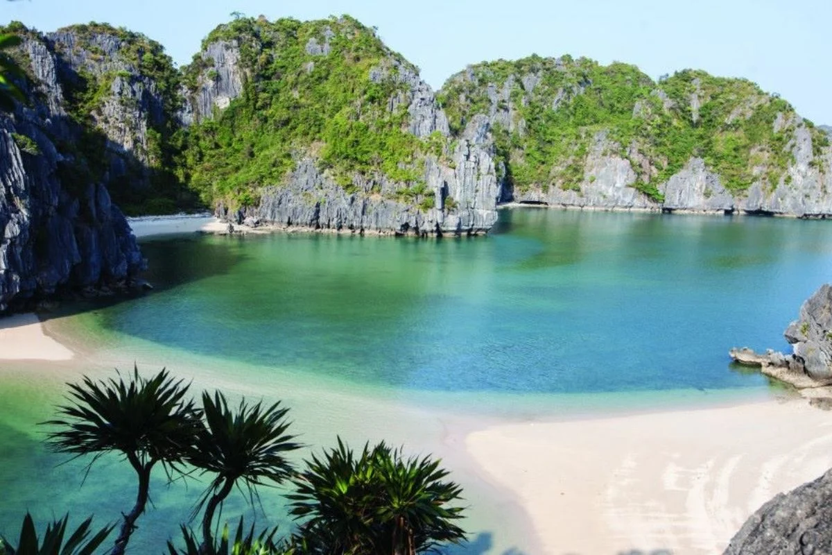 Stunning aerial view showing the beautiful landscape difference between Lan Ha and Ha Long.